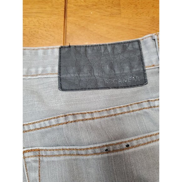 Rocawear Jeans Men 38x33 Baggy Loose Fit Gray Wash Denim Hip Hop Y2K Distressed - Picture 12 of 16